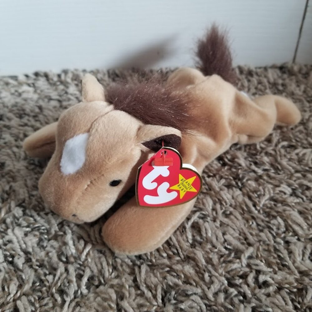 Ty Beanie Babies Plush Derby the Horse Tan Brown MWMT Vintage Y2K 90s